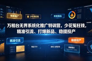 万相台无界系统化推广特训营VI0.0，少花冤枉钱，精准引流、打爆新品、…