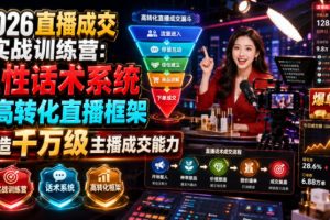 2026直播成交实战训练营：人性话术系统+高转化直播框架，打造千万级主…