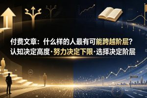 付费文章：什么样的人最有可能跨越阶层？认知决定高度·努力决定下限·…