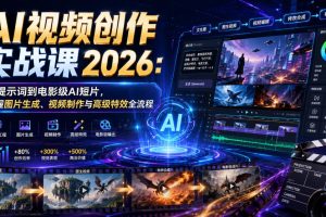 AI视频创作实战课2026：从提示词到电影级AI短片，掌握图片生成、视频制…