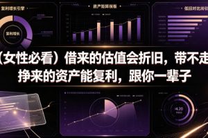 付费文章：（女性必看）借来的估值会折旧，带不走；挣来的资产能复利，…