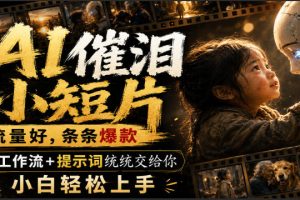AI催泪小短片,流量好,条条爆款,工作流+提示词统统交给你,小白轻松…