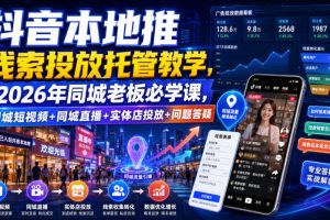 抖音本地推线索投放托管教学，2026年同城老板必学课，同城短视频+同城…