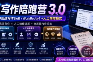 AI写作陪跑营3.0，Ai智能体创建写作skill（workbuddy）+人工手写模式（…