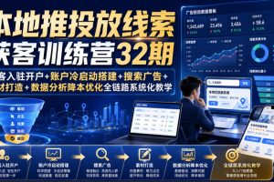 本地推投放线索获客训练营32期｜来客入驻开户+账户冷启动搭建+搜索广告…