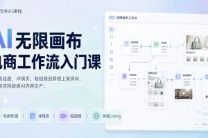 AI无限画布电商工作流入门课，从电商图片、详情页、带货视频到TK亚马逊…