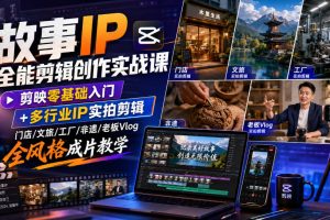 故事IP全能剪辑创作实战课｜剪映零基础入门+多行业IP实拍剪辑，门店/文…
