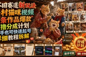 怀旧赛道新玩法,乡村猫咪视频,条条作品爆款,可撸分成计划,新手也可…