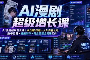 AI漫剧超级增长课|从0到1打造一人AI内容公司,账号运营+漫剧制作+商业…