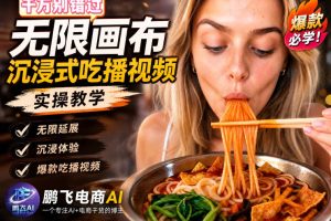 保姆级教程|用AI无线画布做沉浸式吃播,3步直接出片,无线画布工作流…