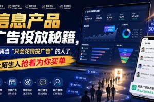 信息产品广告投放秘籍，别再当“只会花钱投广告”的人了，让陌生人抢着…
