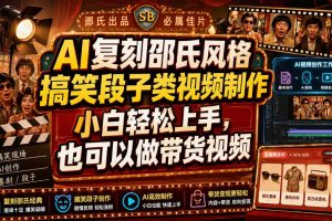 AI复刻邵氏风格搞笑段子类视频制作，小白轻松上手，也可以做带货视频 …