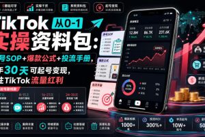 TikTok从0-1实操资料包：养号SOP+爆款公式+投流手册，新手30天可起号变…