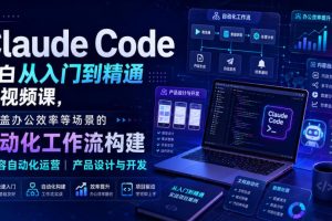 Claude Code小白从入门到精通系视频课，覆盖办公效率等场景的自动化工…