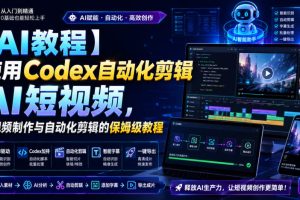 【AI教程】使用Codex自动化剪辑AI短视频，AI视频制作与自动化剪辑的保…