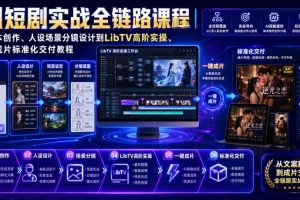 AI短剧实战全链路课程｜从脚本创作、人设场景分镜设计到LibTV高阶实操…