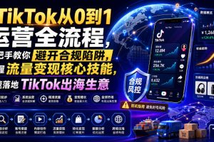 TikTok从0到1运营全流程，手把手教你避开合规陷阱，掌握流量变现核心技…