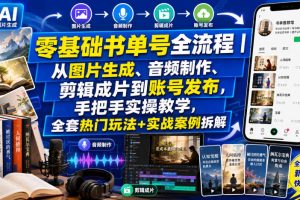 零基础书单号全流程｜从图片生成、音频制作、剪辑成片到账号发布，手把…