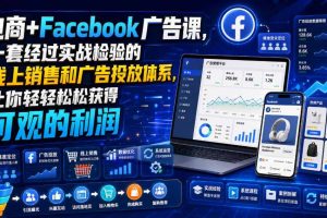 电商+Facebook广告课，一套经过实战检验的线上销售和广告投放体系，让…