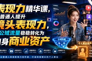 表现力精华课,帮普通人提升镜头表现力,把公域流量稳稳转化为自身商业…
