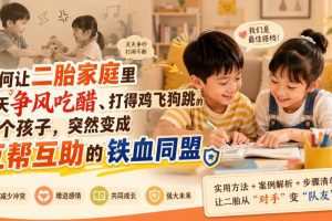 付费文章：如何让二胎家庭里天天争风吃醋、打得鸡飞狗跳的两个孩子，突…