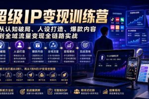 超级IP变现训练营｜从认知破局、人设打造、爆款内容到全域流量变现全链…