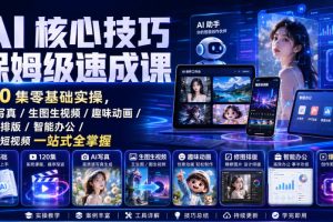 AI核心技巧保姆级速成课｜120集零基础实操，AI写真/生图生视频/趣味动…