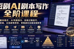 短剧AI剧本写作全阶课程|标准剧本格式、AI写剧指令、投稿过稿技巧、网…