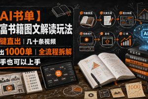 【AI书单】财富书籍图文解读玩法,一键直出,几十条视频,跑出1000单,…