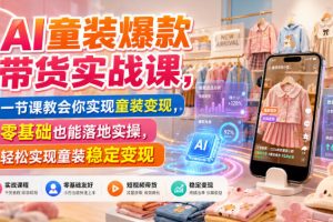 AI童装爆款带货实战课，一节课教会你实现童装变现，零基础也能落地实操…