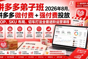 Ay干多多·拼多多弟子班2026年8月，拼多多微付费+强付费投放SOP、SKU布…