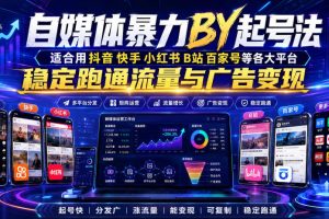 自媒体暴力搬运起号法，适合用抖音快手小红书B站百家号等各大平台，稳…