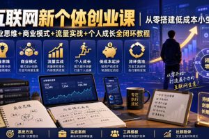 互联网新个体创业课｜从零搭建低成本小生意，商业思维+商业模式+流量实…