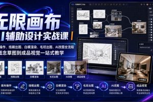 无限画布AI辅助设计实战课｜画布操作、线稿出图、白模渲染、毛坯出图、…