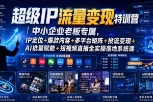 超级IP流量变现特训营｜中小企业老板专属，IP定位+爆款内容+多平台矩阵…