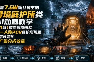 抖音7.6W粉丝博主的梦境庇护所类AI动画教学，从0到1教你制作爆款第一人…
