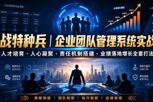 商战特种兵｜企业团队管理系统实战课人才培育·人心凝聚·责任机制搭建…
