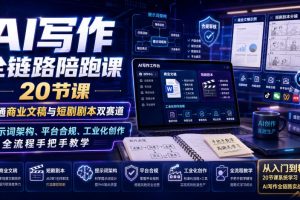 AI写作全链路陪跑课|20节课打通商业文稿与短剧剧本双赛道,提示词架构…