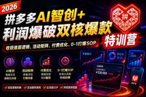 2026拼多多AI智创+利润爆破双核爆款特训营，收获底层逻辑、活动矩阵、…
