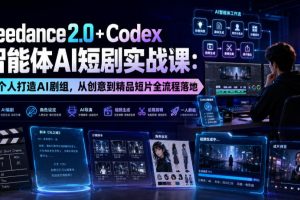 Seedance2.0+Codex智能体AI短剧实战课：一个人打造AI剧组，从创意到精…