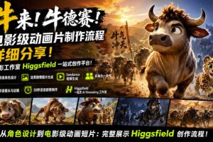 牛来！牛德赛！电影级动画片制作流程详细分享！电影工作室Higgsfield一…