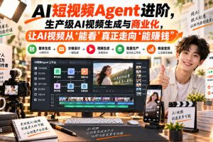 AI短视频Agent进阶，生产级AI视频生成与商业化，让AI视频从”能看”真…