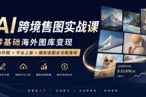 AI跨境售图实战课，零基础海外图库变现，AI作图+平台上架+爆款选图全流…