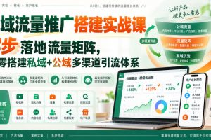 全域流量推广搭建实战课，8步落地流量矩阵，从零搭建私域+公域多渠道引…