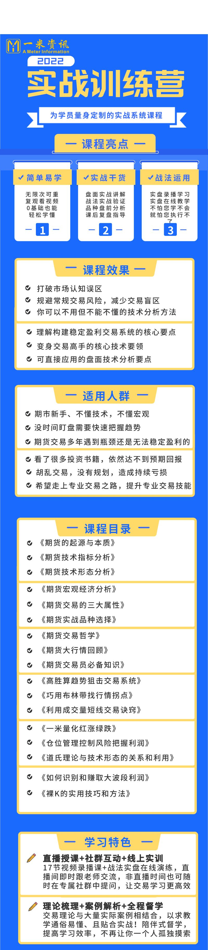 一米资讯金融学院:期货交易实战系统训练营
