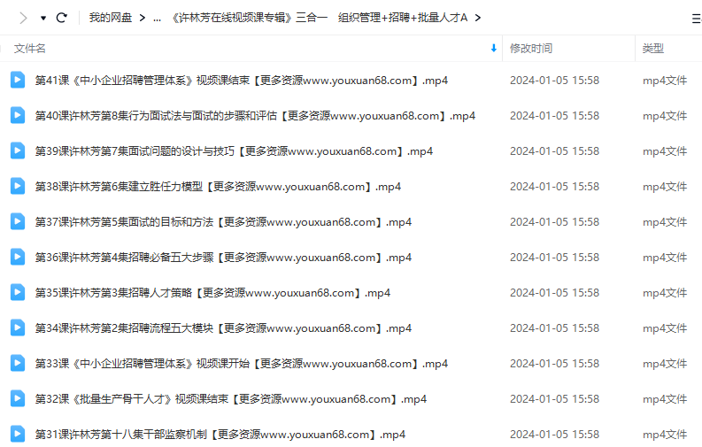 《许林芳在线视频课专辑》三合一 组织管理+招聘+批量人才A