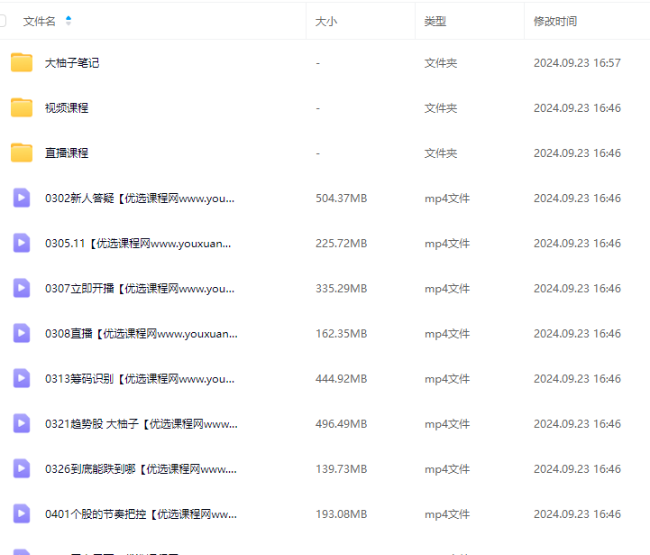 大柚子笔记 2024柚子投资课堂系统课程视频+笔记