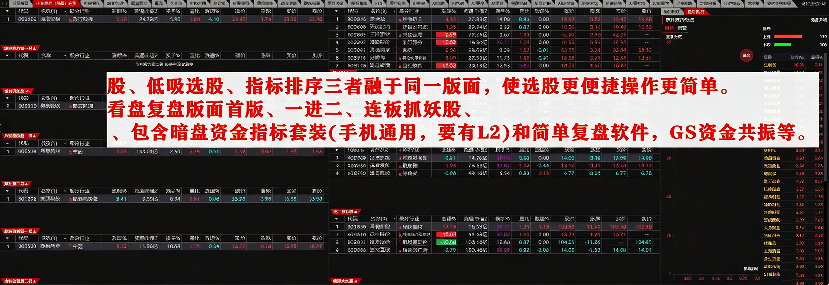 竞价接力系统【小草竞价低吸二合一选股系统】暗盘资金 一键选股