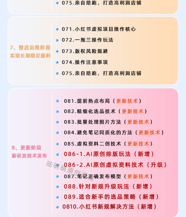 小红书虚拟项目特训班9.0,AI原创PPT技术全跑通,单品单店月纯利润几个…