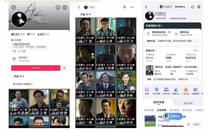 抖音某大佬的影视剧深度解读解说教学,小白轻松冲精选签约独家,收益翻…